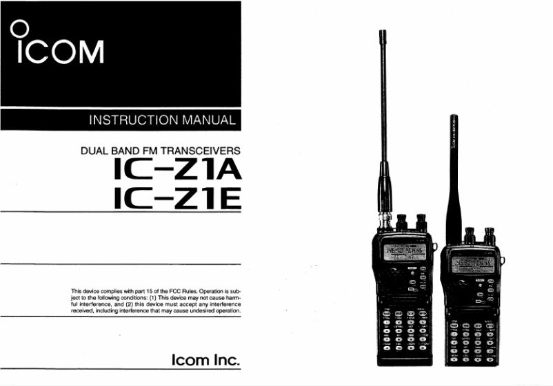 Image de la première page du manuel de l'appareil IC-Z1A