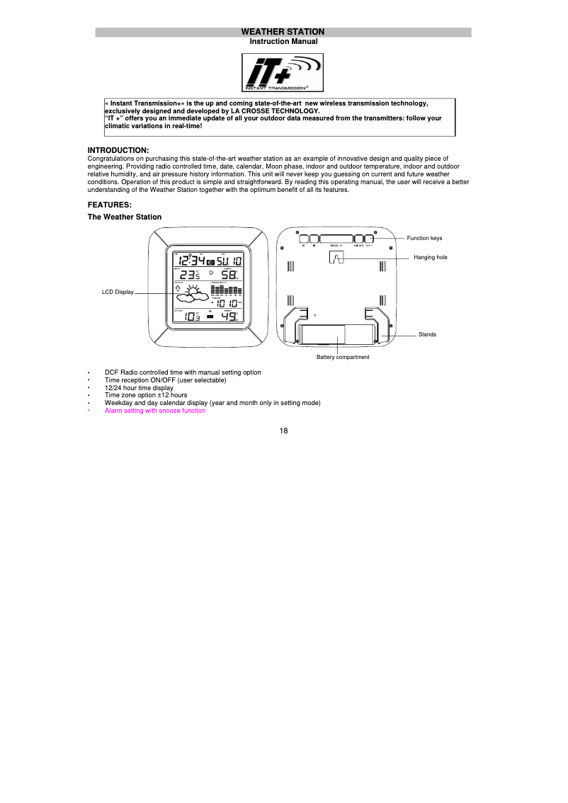 Page 1 de la notice Manuel utilisateur La Crosse Technology WS9057