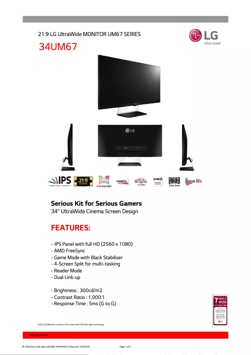 Image de la première page du manuel de l'appareil 34UM67-P