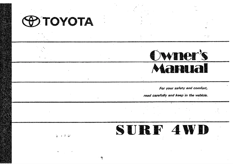 Page 1 of the manual User Manual Toyota Surf 4WD (1994)