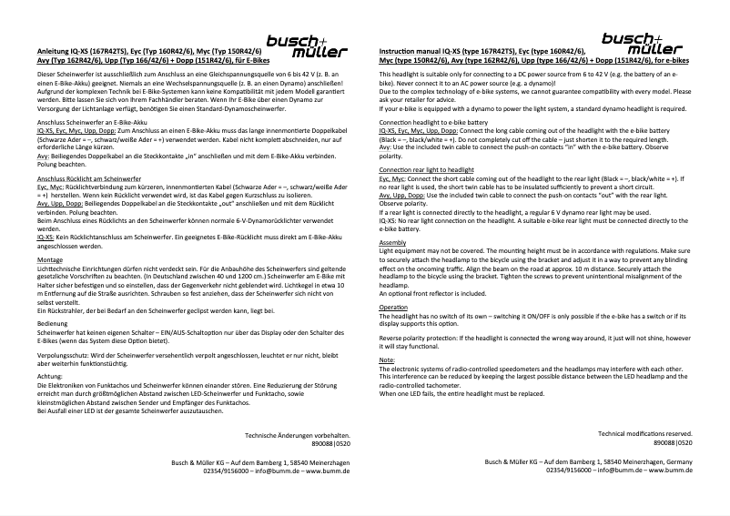 Page 1 de la notice Manuel utilisateur Busch + Müller DOPP