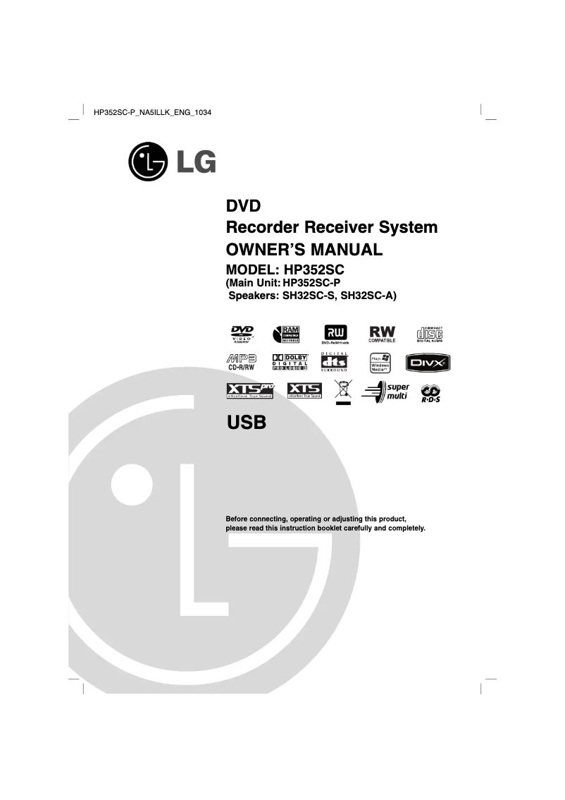 Page n°1 - Manuel utilisateur LG HP352SC