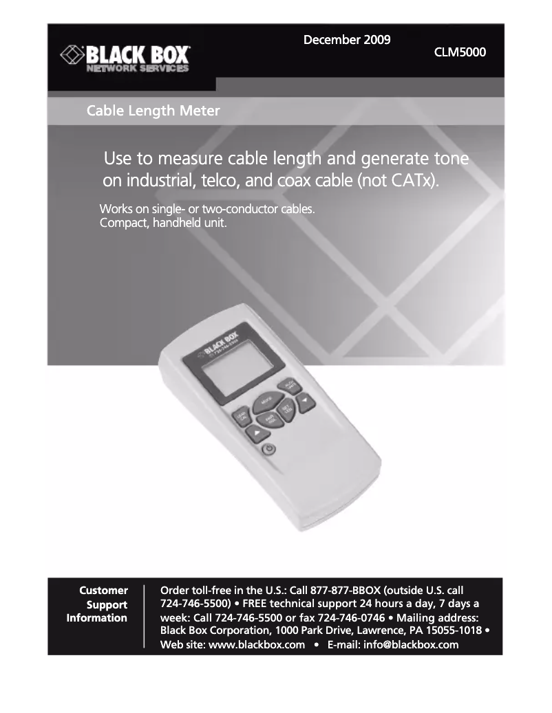 Page 1 de la notice Manuel utilisateur Black Box CLM5000