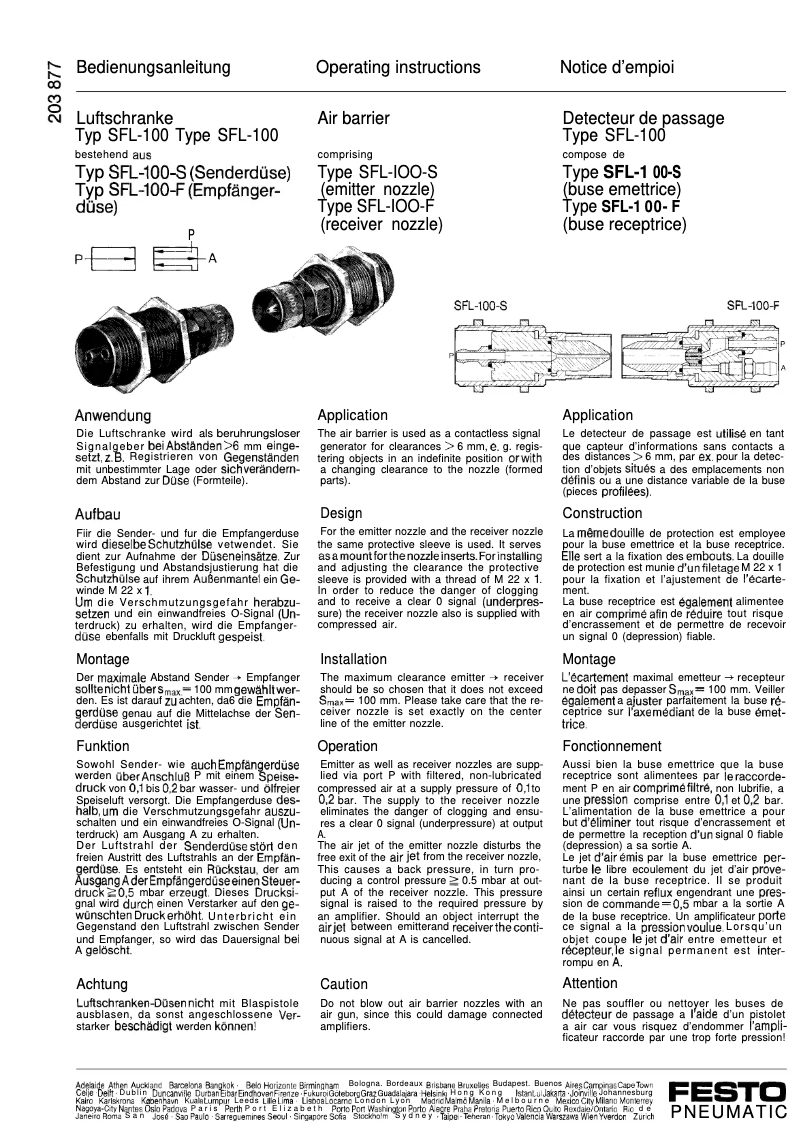 Page 1 de la notice Manuel utilisateur Festo SFL-100-S