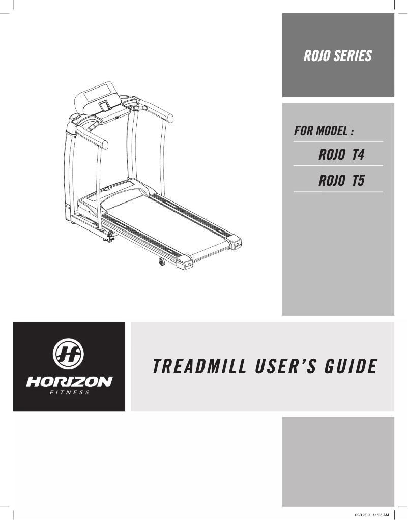 Page 1 de la notice Manuel utilisateur Horizon Fitness Rojo T4