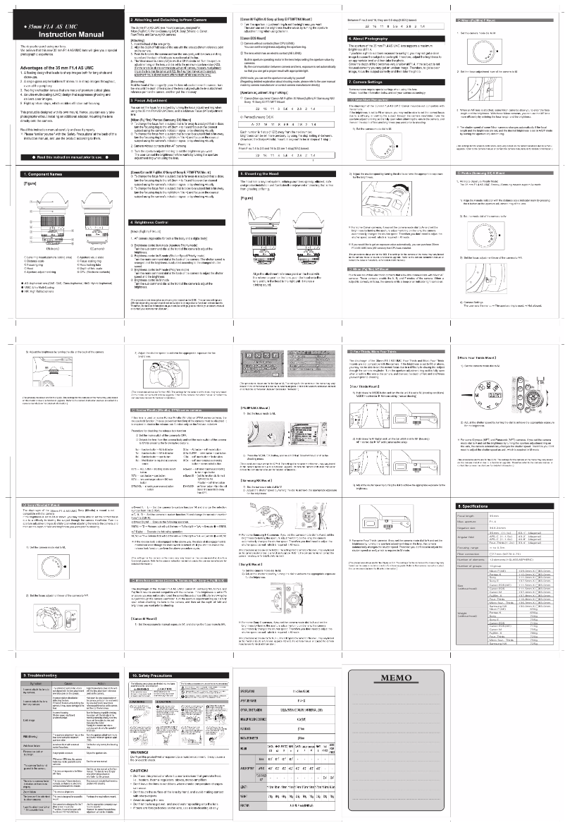 Page n°1 - Manuel utilisateur Rokinon Digital Photo RK35M-FX