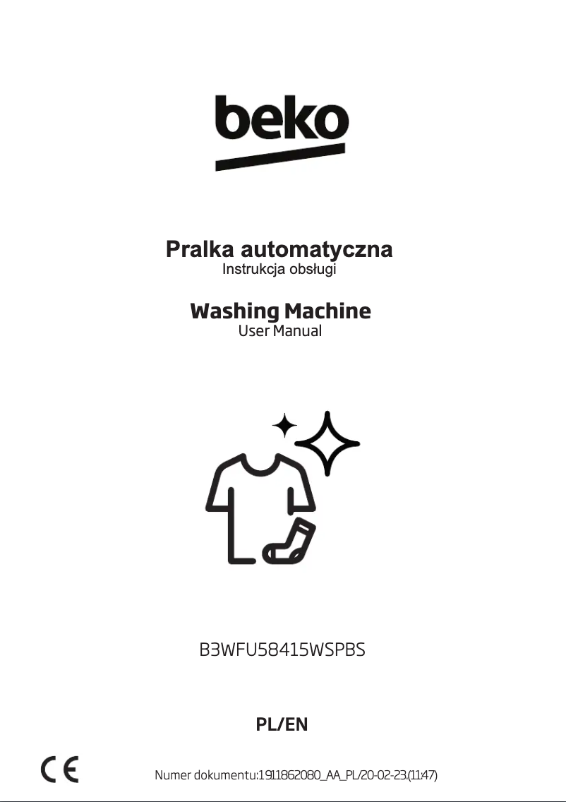 Image de la première page du manuel de l'appareil B3WFU58415WSPBS