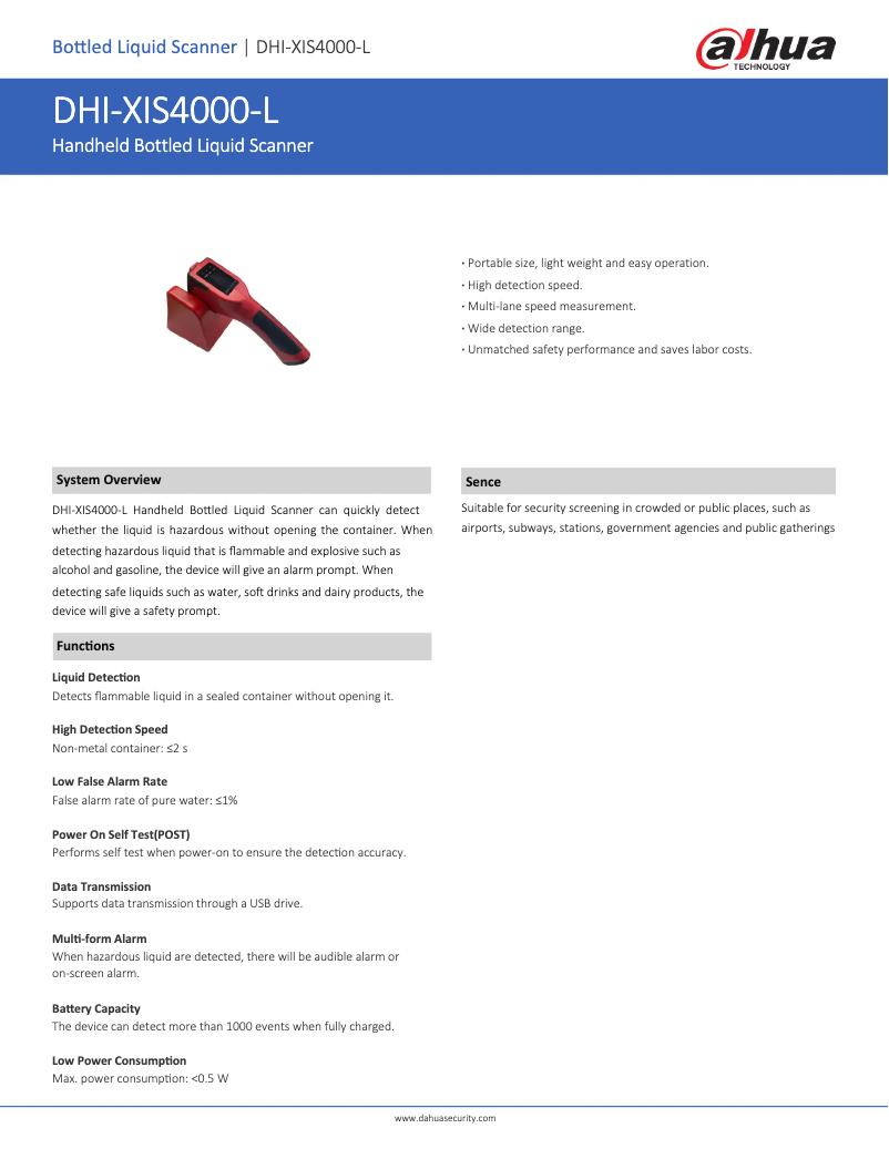 Page 1 de la notice Fiche technique Dahua Technology XIS4000-L