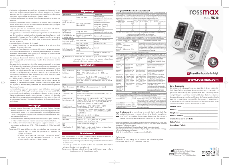 Page n°1 - Manuel utilisateur Rossmax SB210