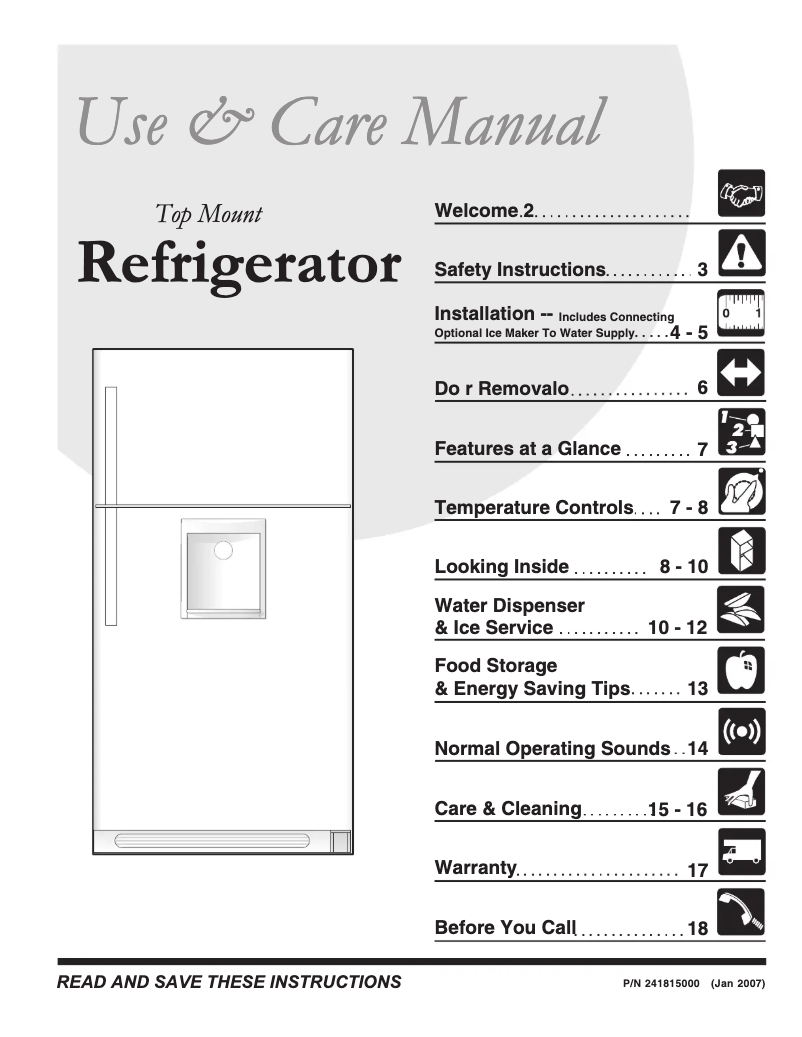 Page 1 de la notice Manuel utilisateur Frigidaire GLHT188WHW