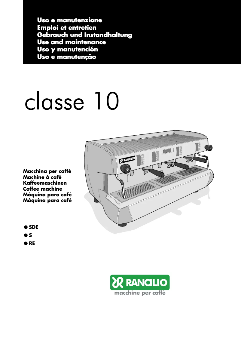 Page n°1 - Manuel utilisateur Rancilio Classe 10 S