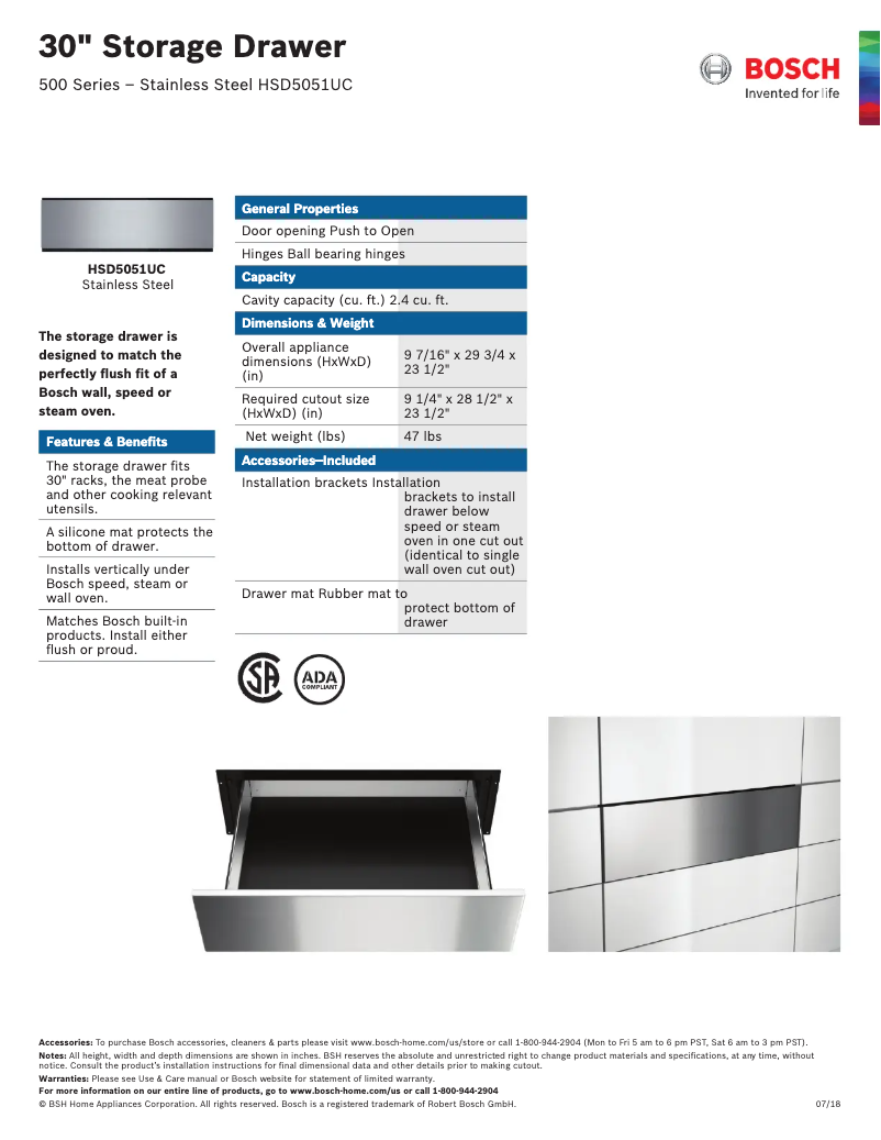 Página 1 del manual Ficha técnica Bosch HSD5051UC