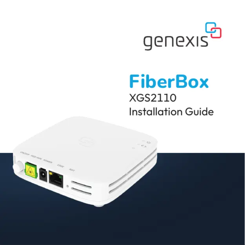 Page 1 de la notice Manuel utilisateur Genexis Fiberbox XGS2110