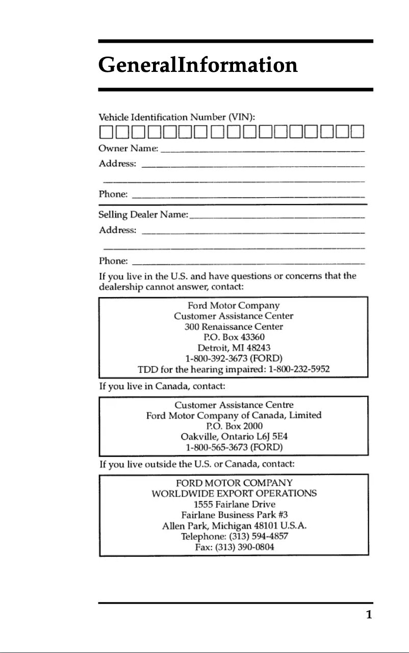 Image de la première page du manuel de l'appareil Windstar (1998)