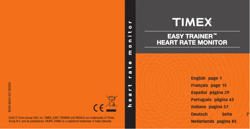 Page 1 de la notice Manuel utilisateur Timex T5K729