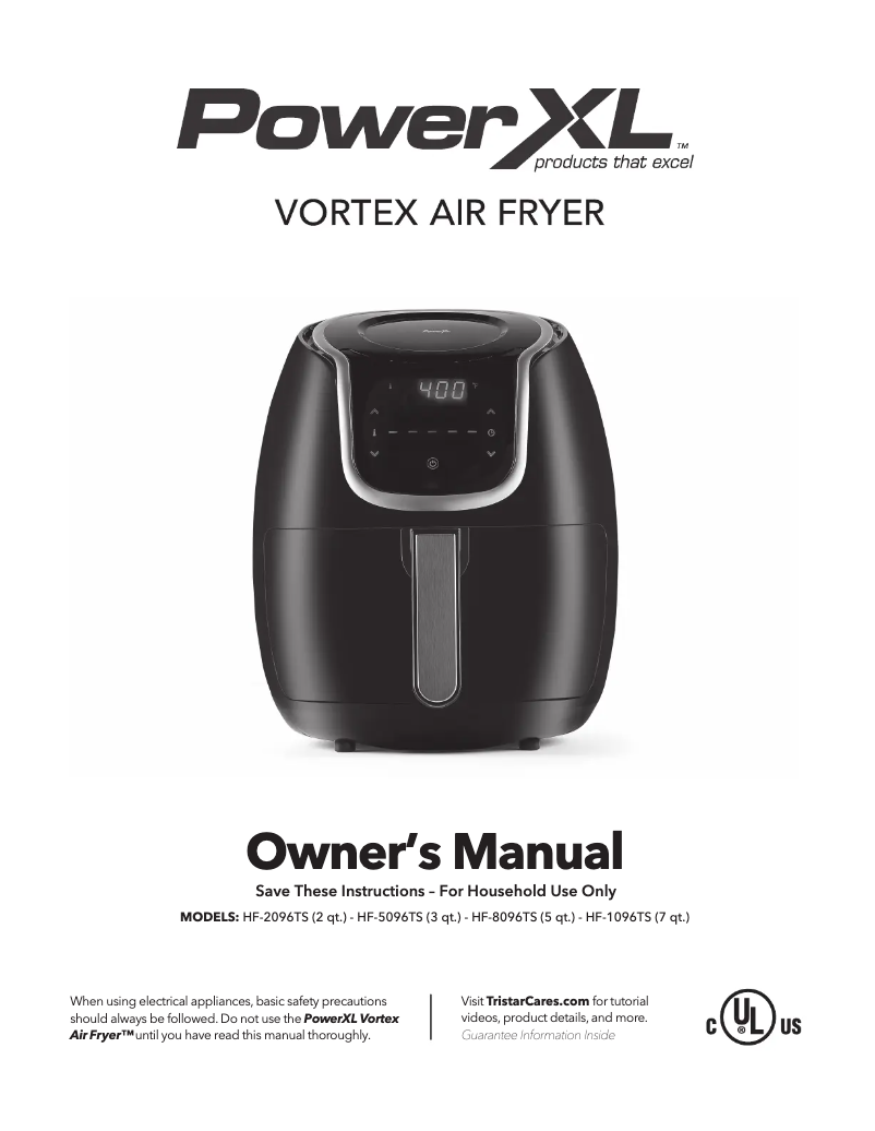 Page 1 de la notice Manuel utilisateur PowerXL Vortex Air Fryer HF-2096TS