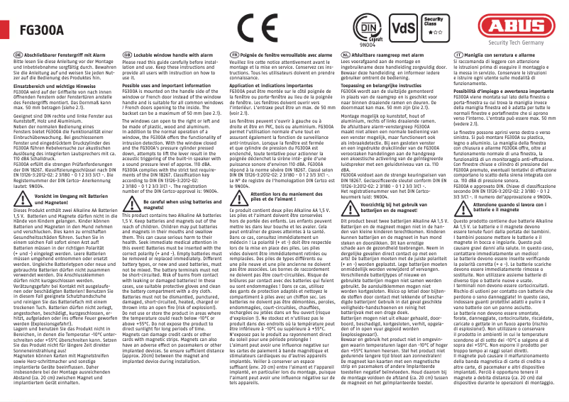 Page 1 de la notice Manuel utilisateur Abus FG300A