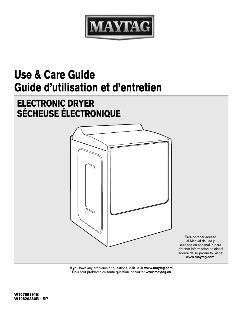 Page n°1 - Manuel d'utilisation et d'entretien Maytag MEDB955FC