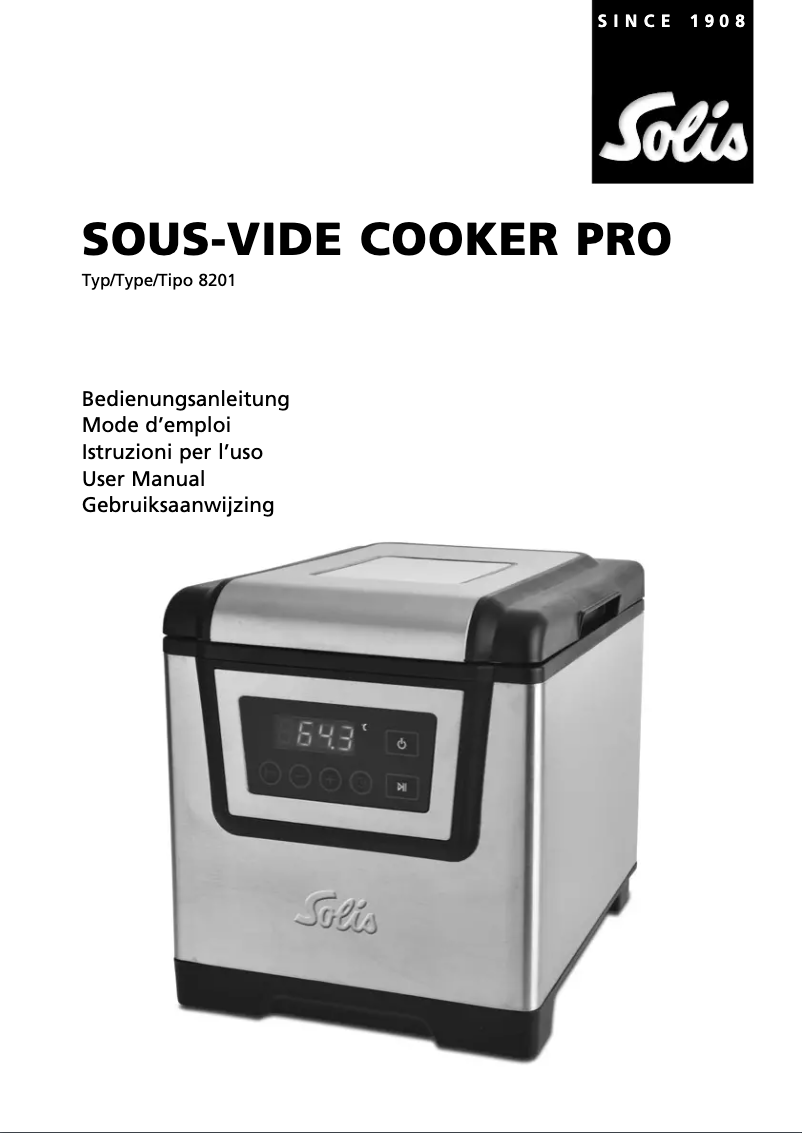 Page n°1 - Manuel utilisateur Solis Sous-Vide Cooker Pro 8201