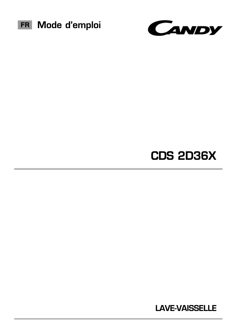 Page n°1 - Manuel utilisateur Candy CDS 2D36X-47
