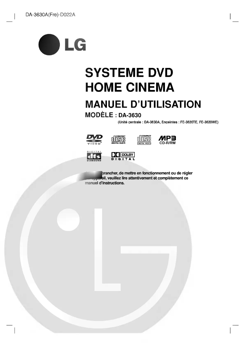 Image de la première page du manuel de l'appareil DA-3630A