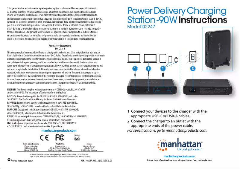 Page 1 de la notice Manuel utilisateur Manhattan 102247
