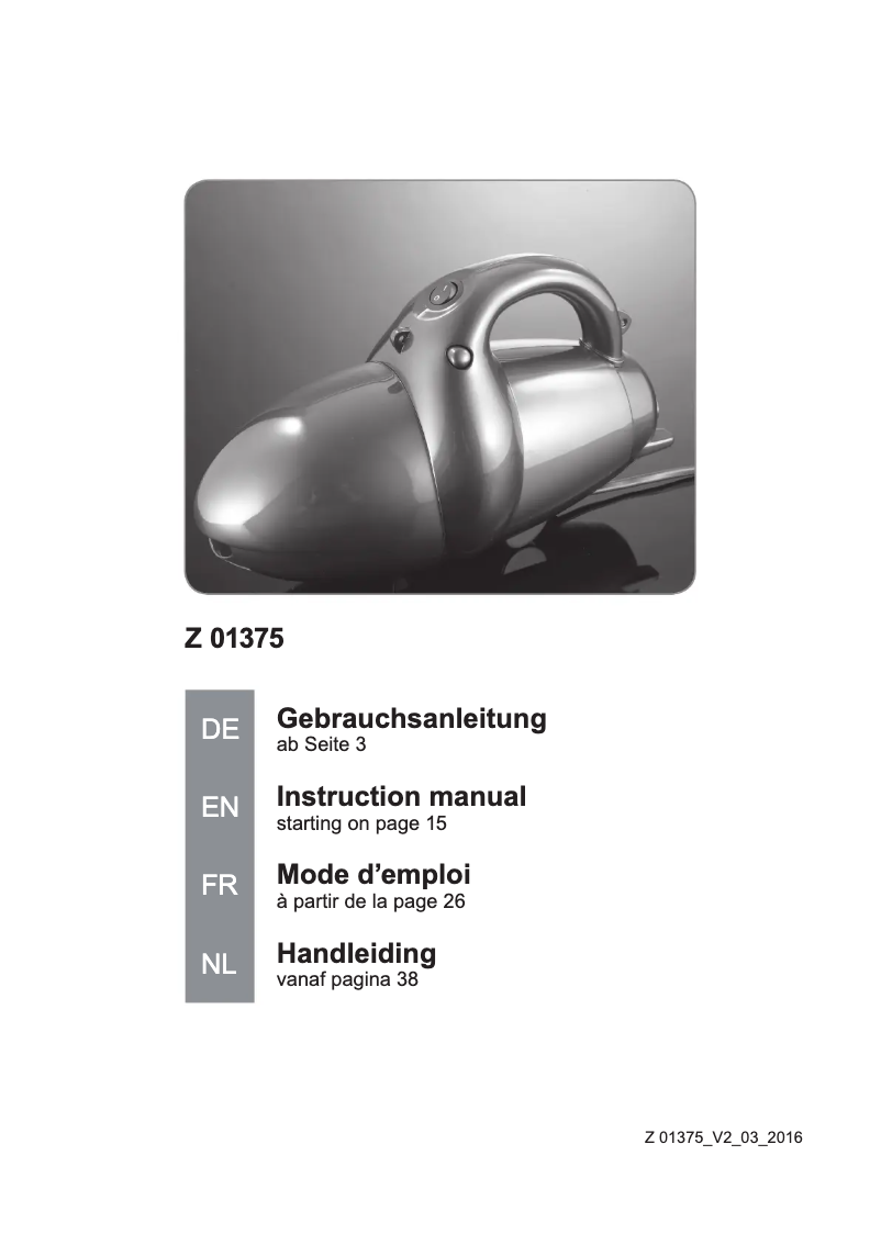 Page 1 de la notice Manuel utilisateur Cleanmaxx 01375