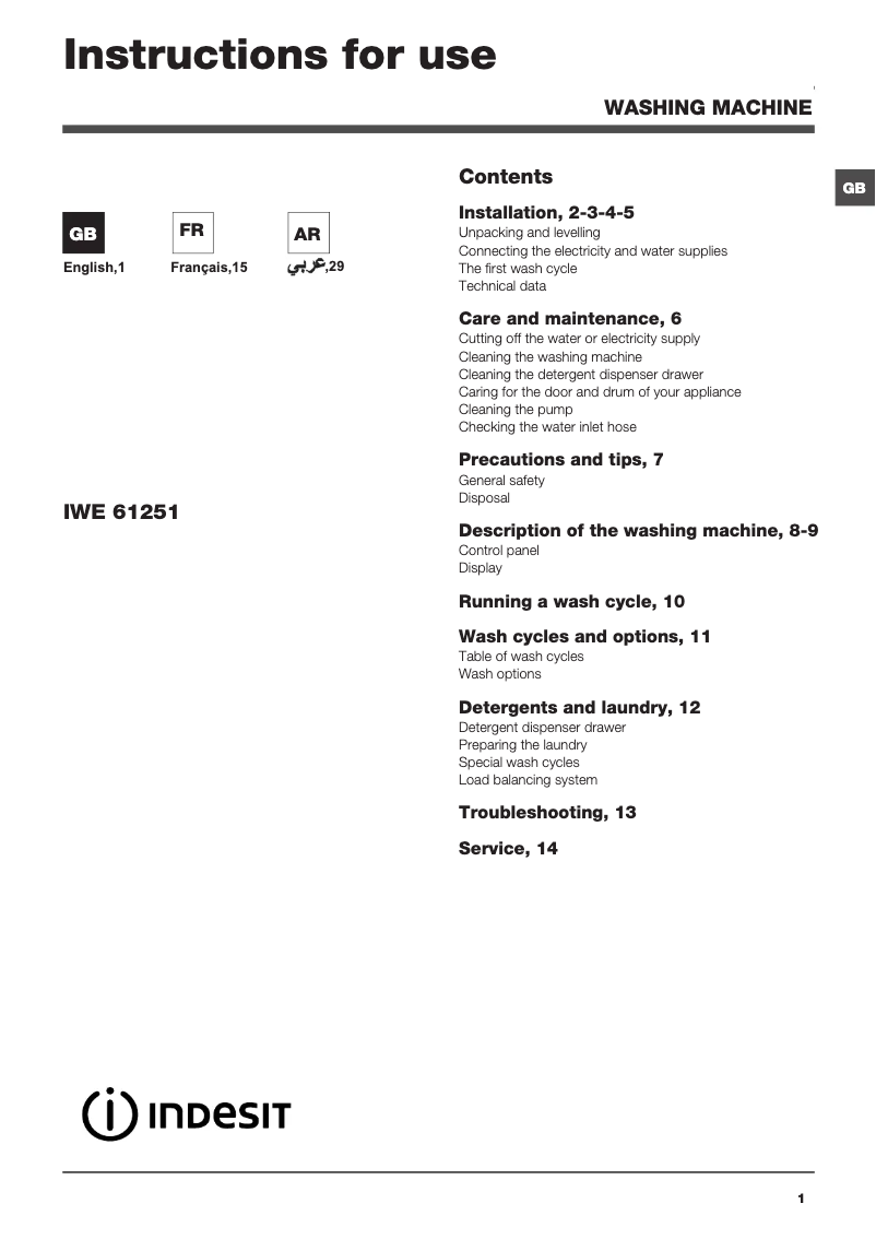 Image de la première page du manuel de l'appareil IWE 61251 C ECO GCC