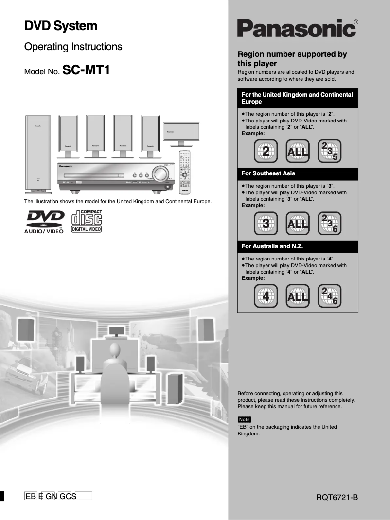 Page 1 de la notice Manuel utilisateur Panasonic SC-MT1