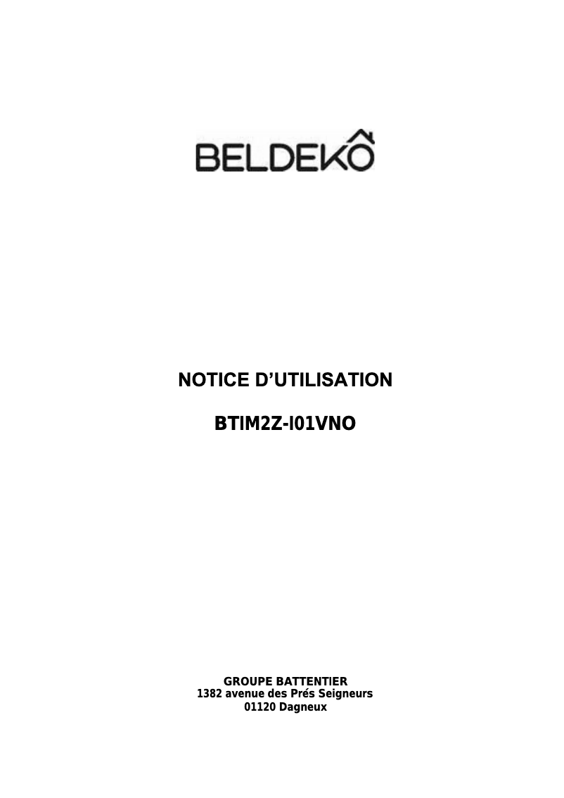Page 1 de la notice Manuel utilisateur Beldeko BTIM2Z-I01VNO