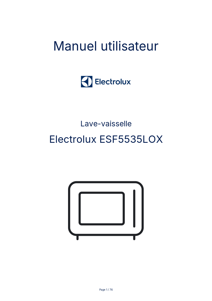 Page n°1 - Manuel utilisateur Electrolux ESF5535LOX