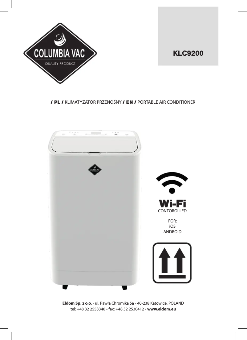 First page image of the manual for ColumbiaVac KLC9200