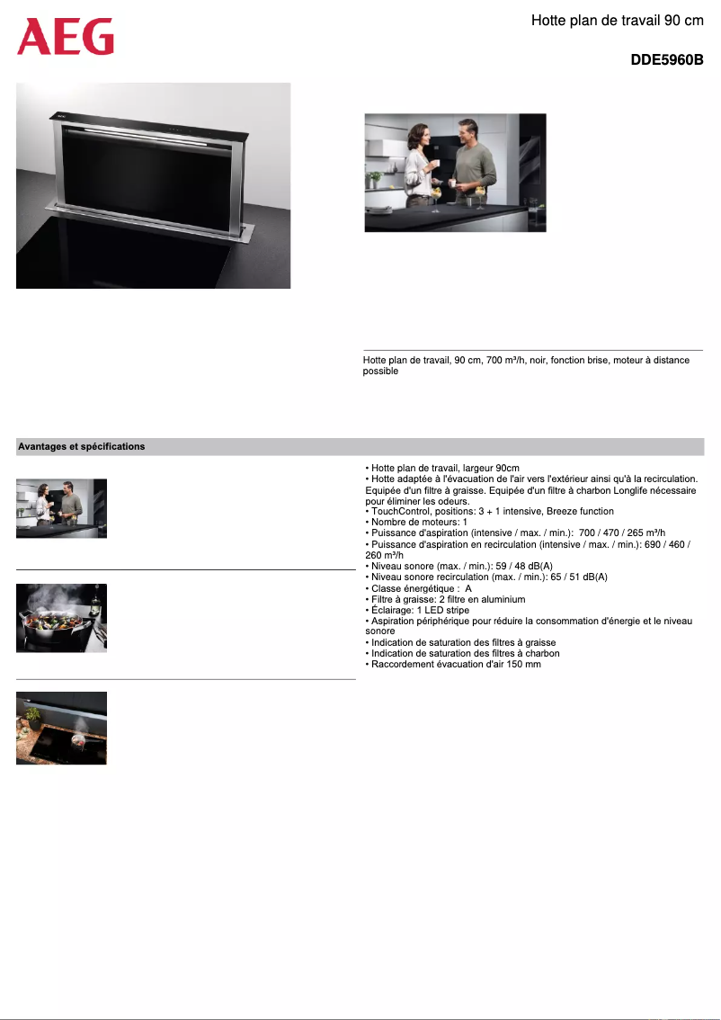 Página 1 del manual Ficha técnica AEG DDE5960B