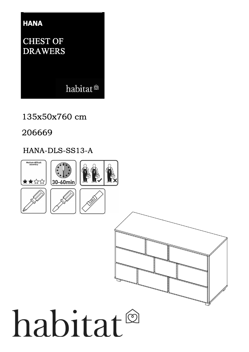 Imagen de la primera página del manual del dispositivo Hana (135x50x76)