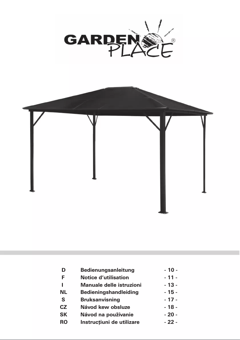 Page 1 de la notice Manuel utilisateur Garden Place Costa