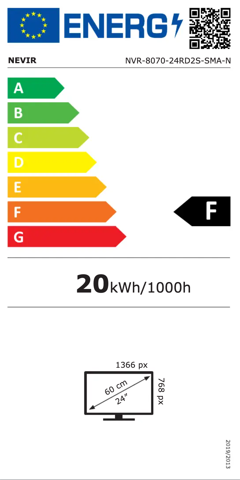 Page 1 de la notice Label énergétique Nevir NVR-8070-24RD2S-SMA-N