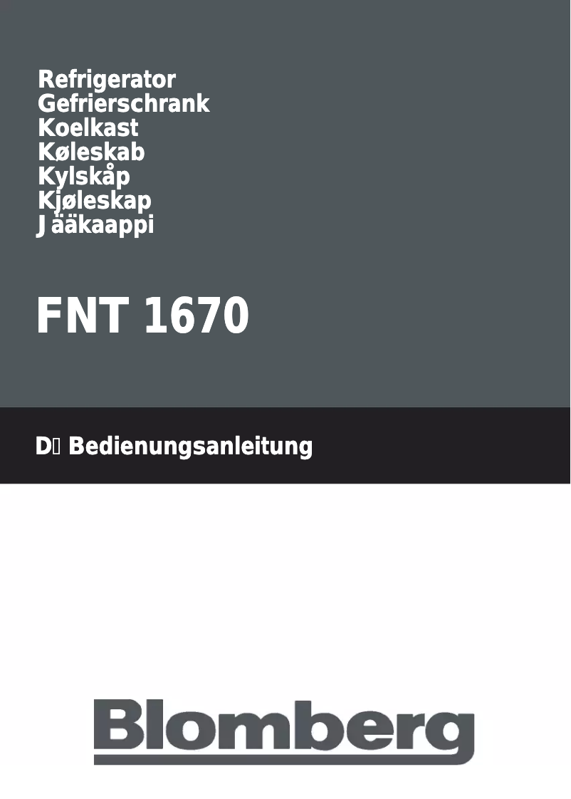 Page n°1 - Manuel utilisateur Blomberg FNT 1670