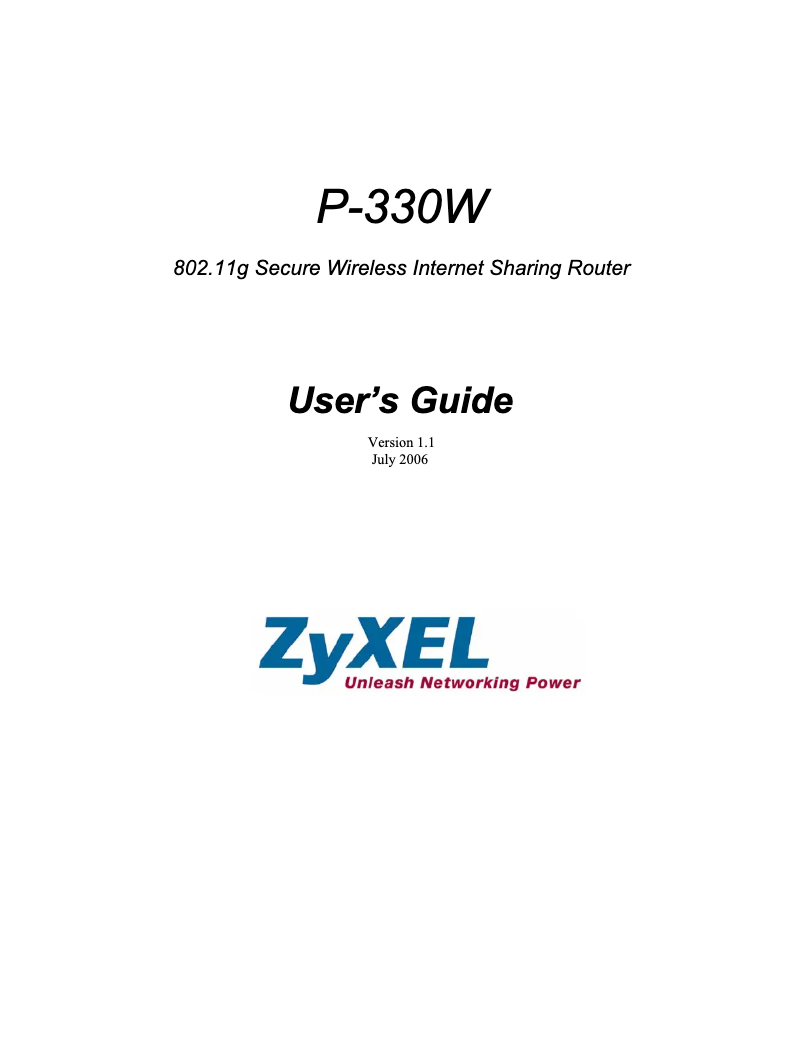 Page n°1 - Manuel utilisateur ZyXEL P-330W