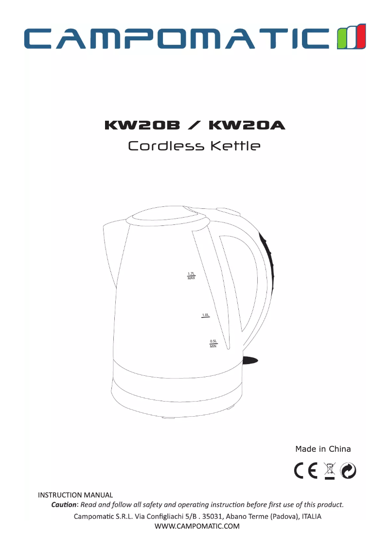 Image de la première page du manuel de l'appareil KW20A