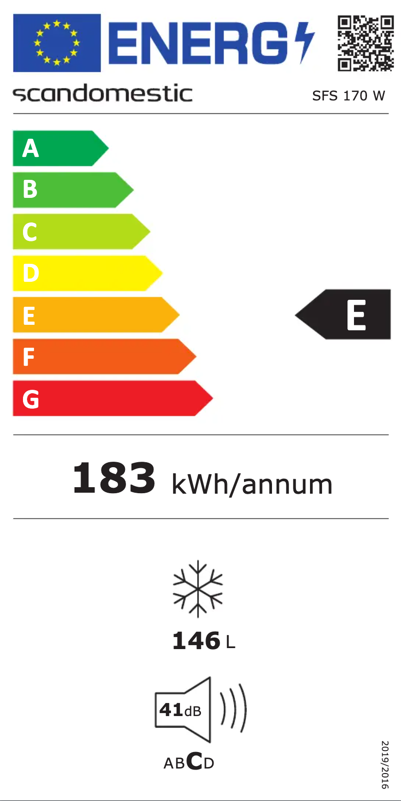Page 1 of the manual Energy Label Scandomestic SFS 170 W