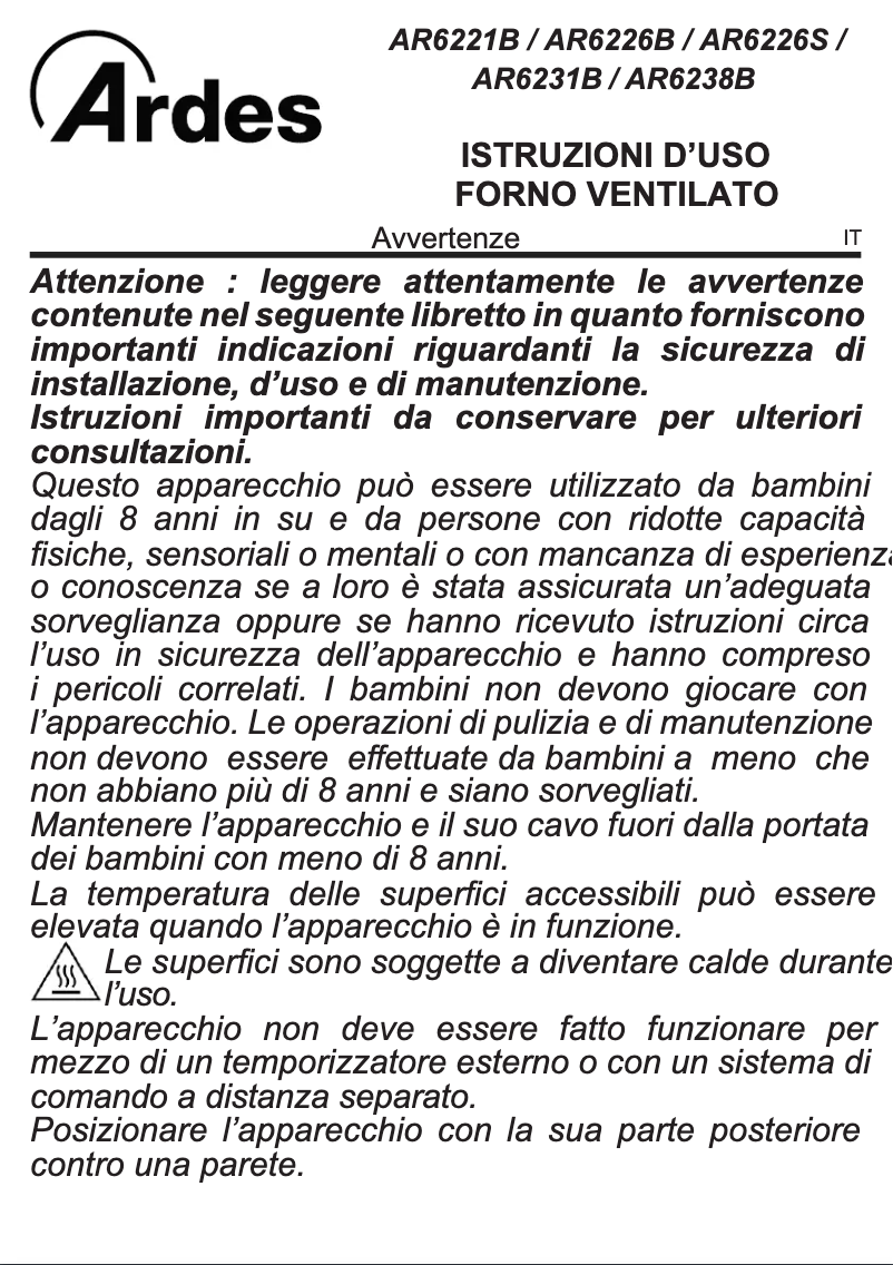 Page n°1 - Manuel utilisateur Ardes AR6231B