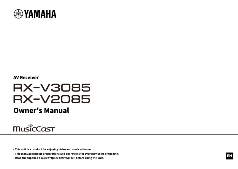 Page n°1 - Manuel utilisateur Yamaha RX-V2085