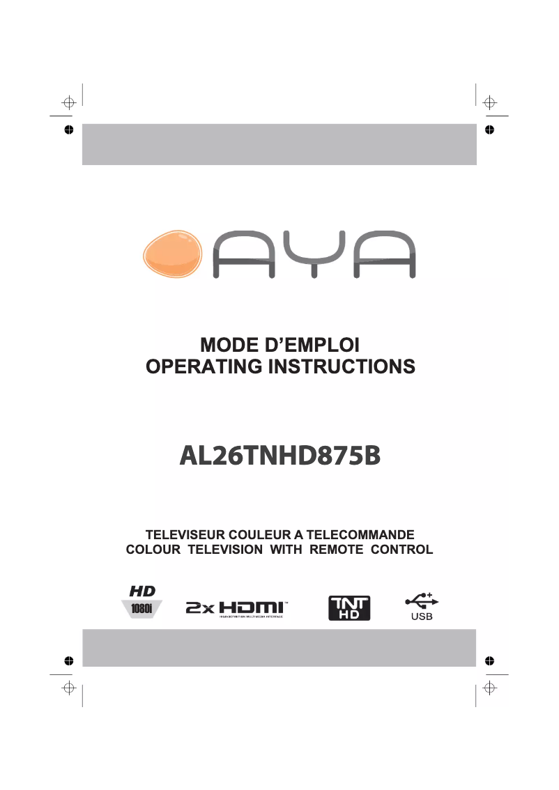 Image de la première page du manuel de l'appareil AL26TNHD875B