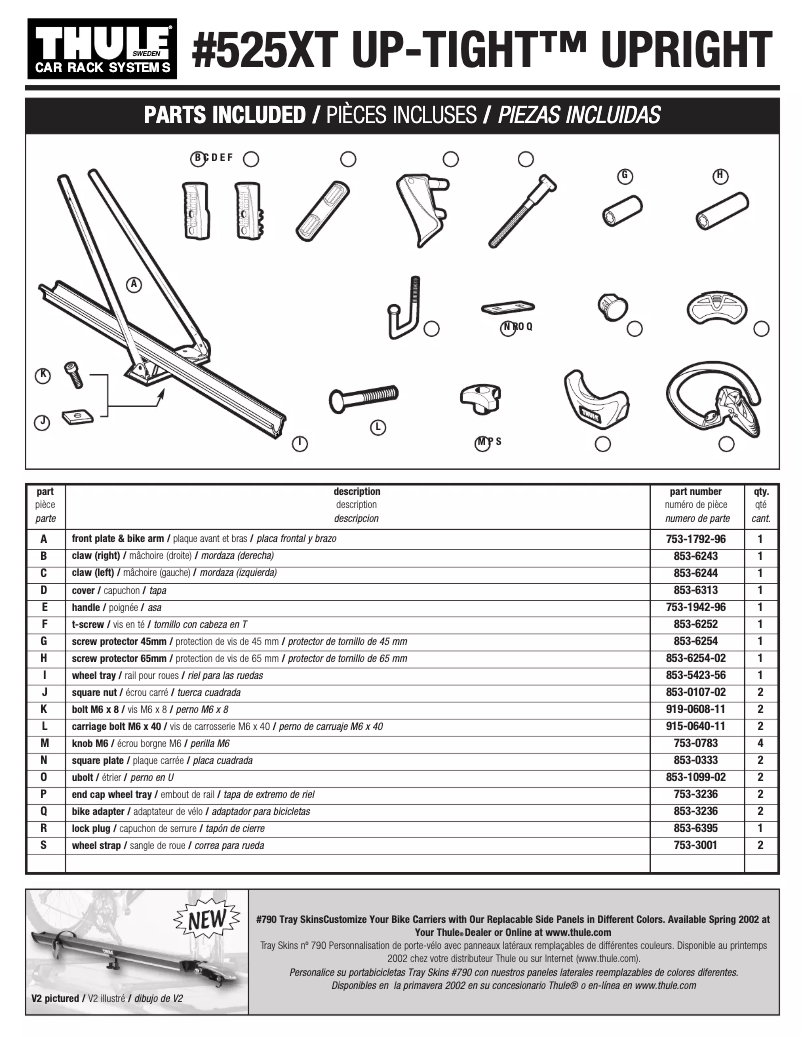 Page 1 de la notice Manuel utilisateur Thule Up-Tight Upright 525XT