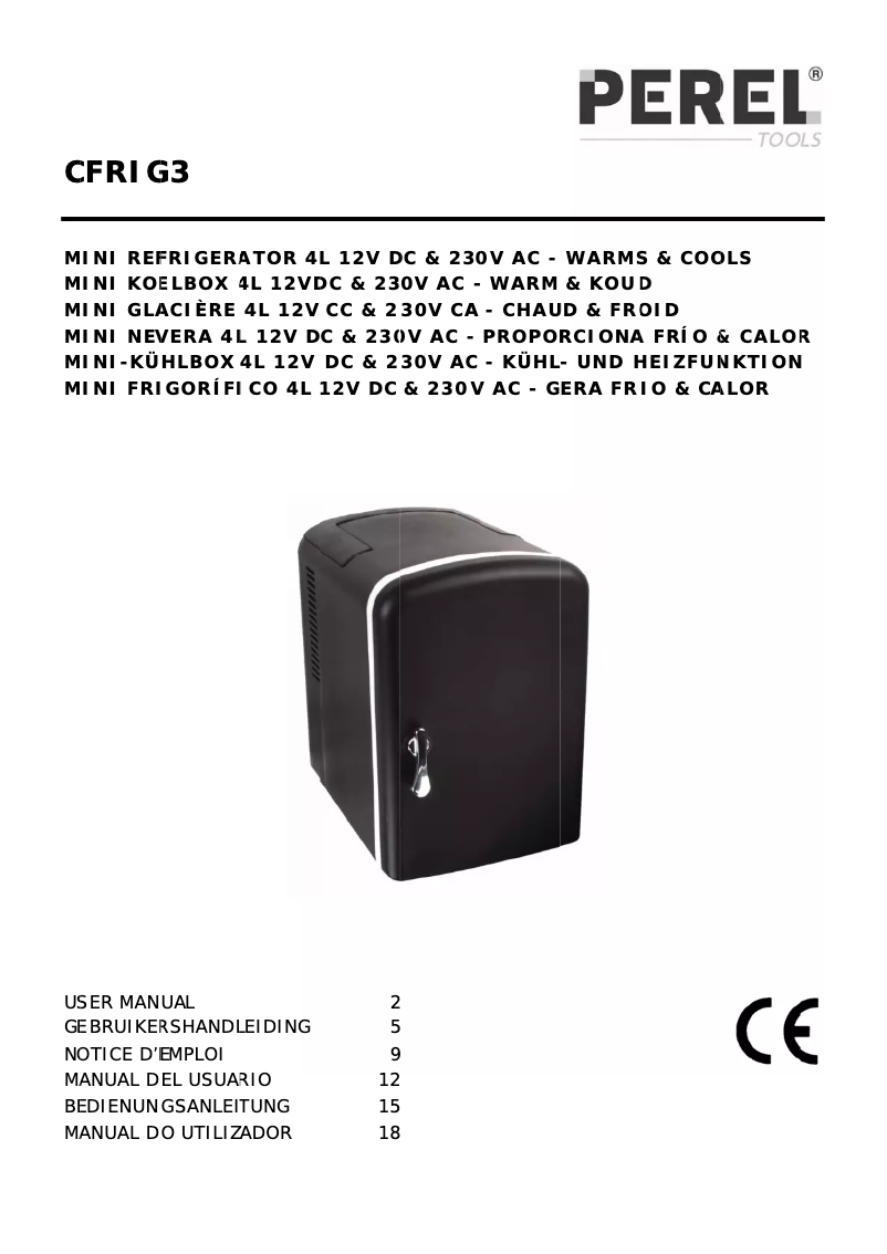 Page n°1 - Manuel utilisateur Perel CFRIG3