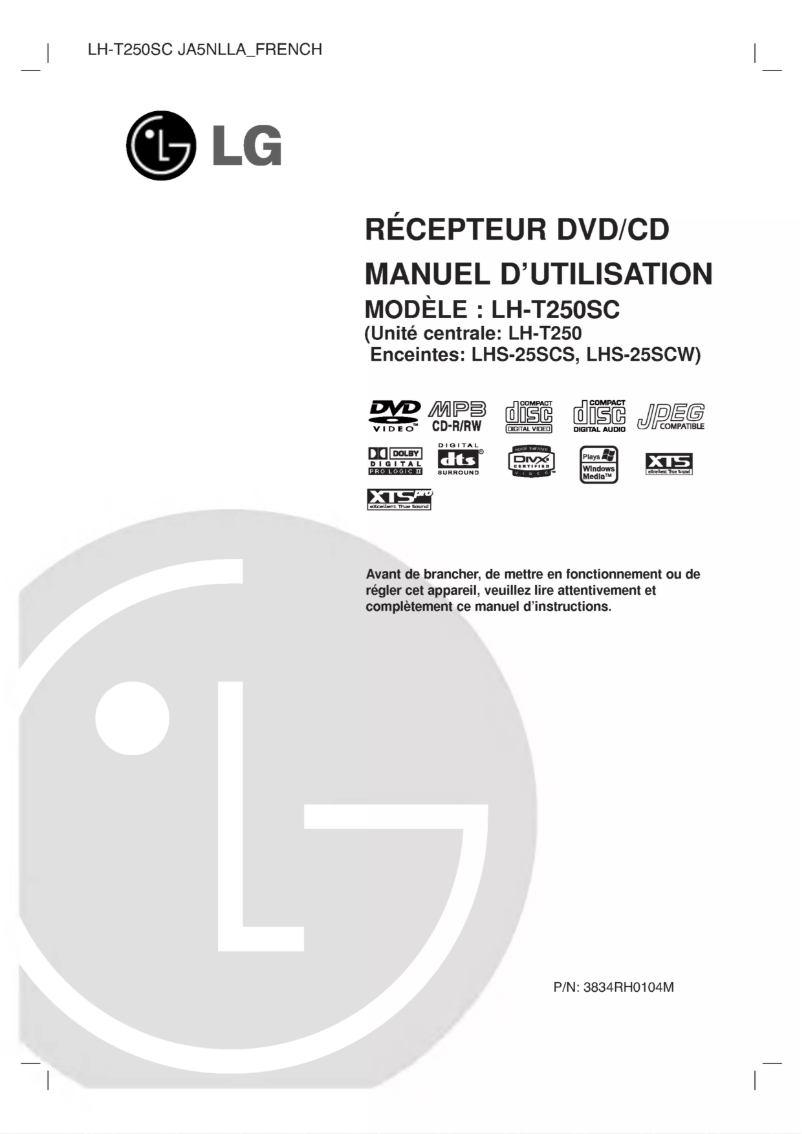 Page n°1 - Manuel utilisateur LG LH-T250SA
