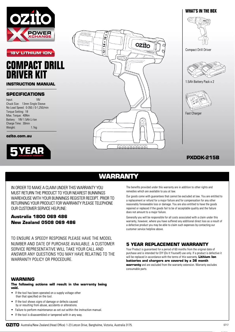 Image de la première page du manuel de l'appareil PXDDK-215B