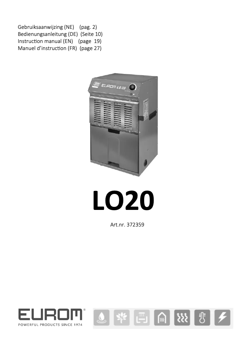 Page 1 de la notice Manuel utilisateur Eurom LO20