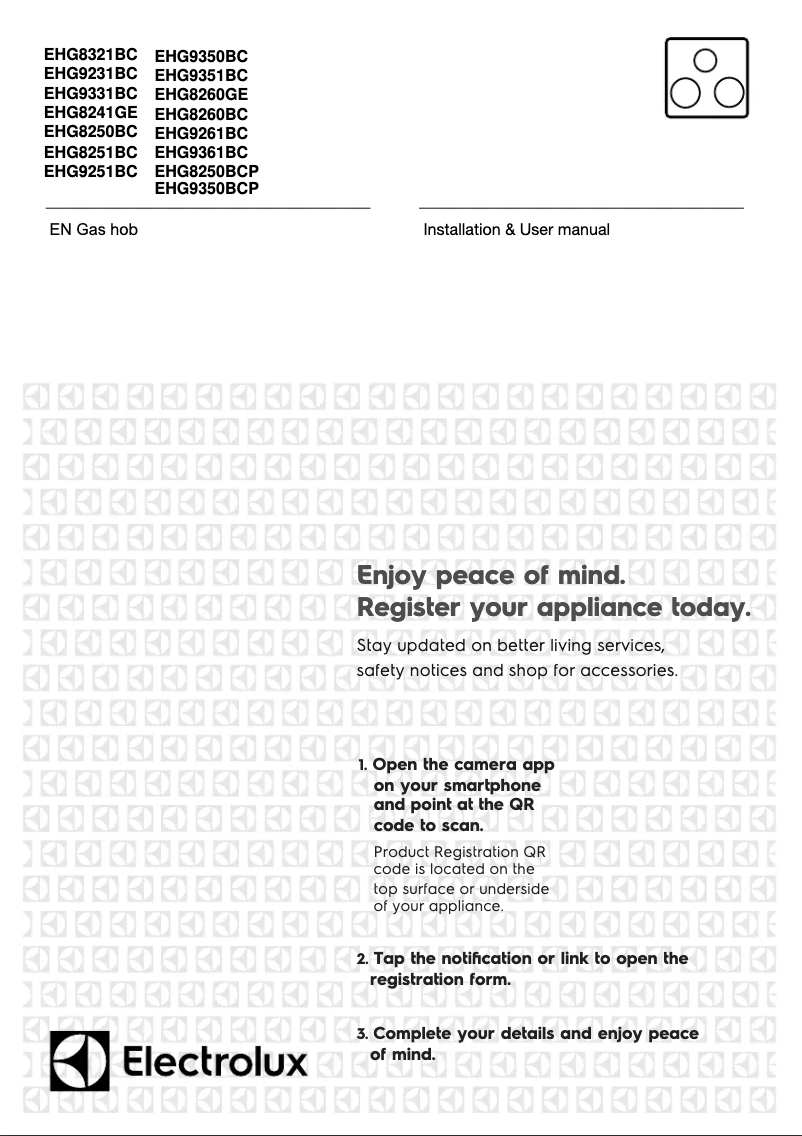 Page 1 de la notice Manuel utilisateur Electrolux EHG8321BC