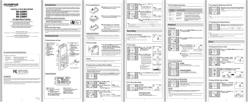 Page 1 de la notice Manuel utilisateur Olympus VN-6200PC